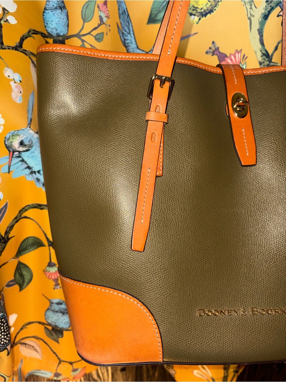 Dooney & Bourke Olive Green and Tan Claremont Leather Dover Bag - Picture 2 of 13